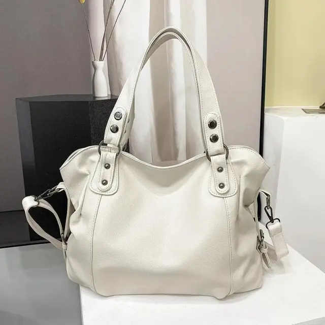 Women's Large capacity Handbag Simple Shoulder Crossbody Bag White - Shop at LoveMi