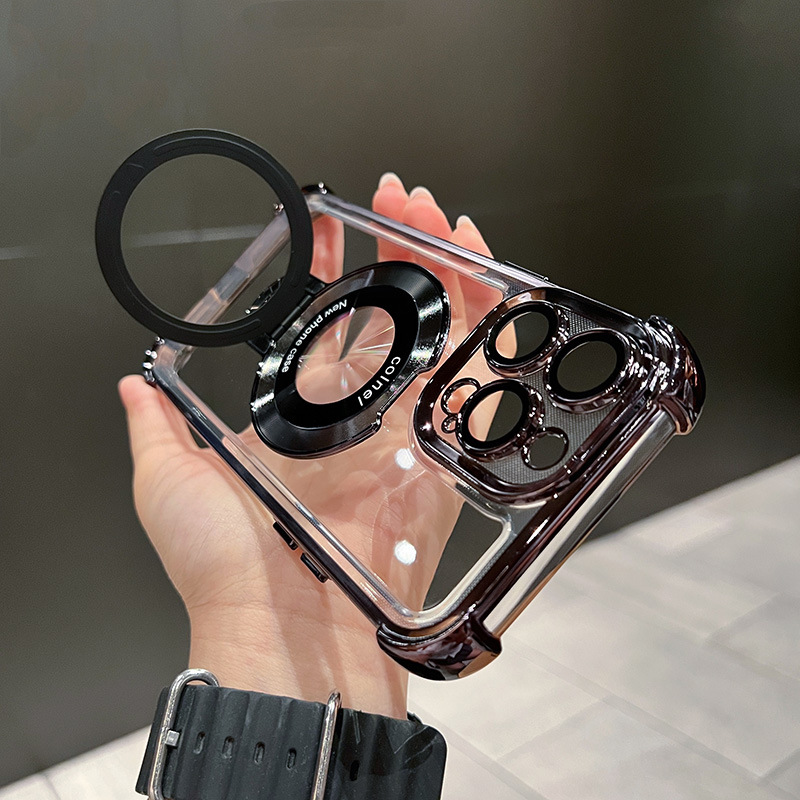 Applicable To IPhone15 Electroplating Bracket Magnetic Space Shell