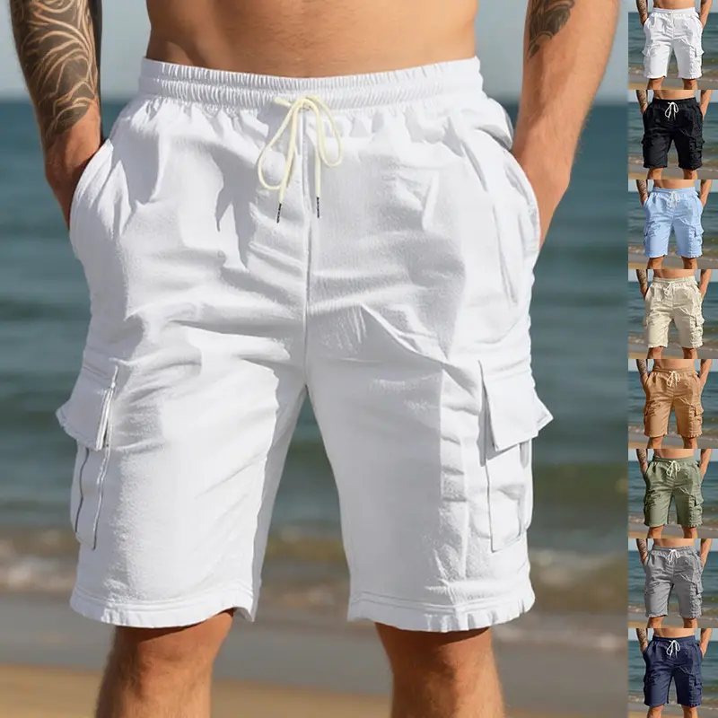 Men's Air-permeable Beachwear Linen Loose Multi-pocket Casual