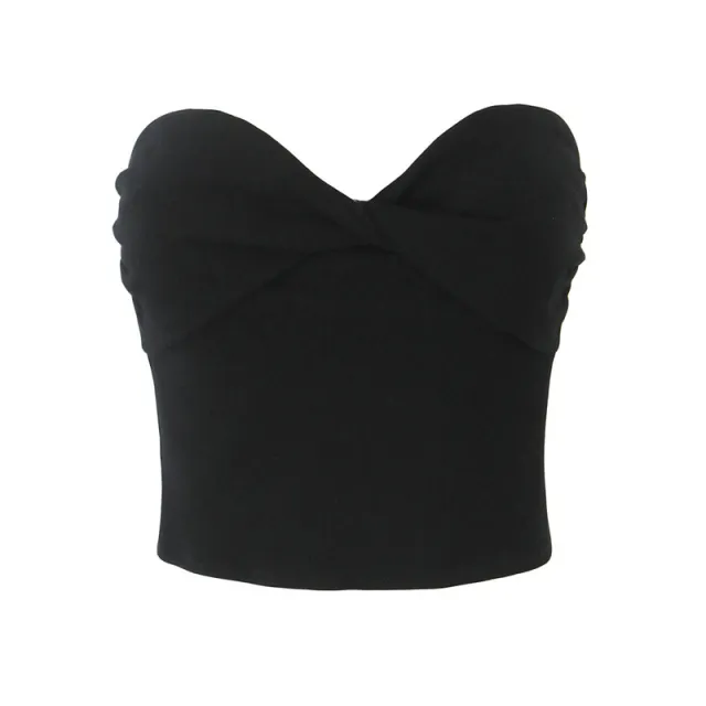 European And American Style Women's Fashion Sexy Casual Twist Tube Top Beautiful Back Tank top Bell bottom Pants Black - Shop at LoveMi