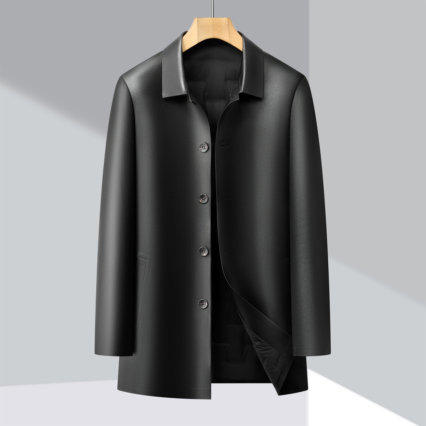 Leather Jacket Down Jacket With Detachable Liner Trench Coat