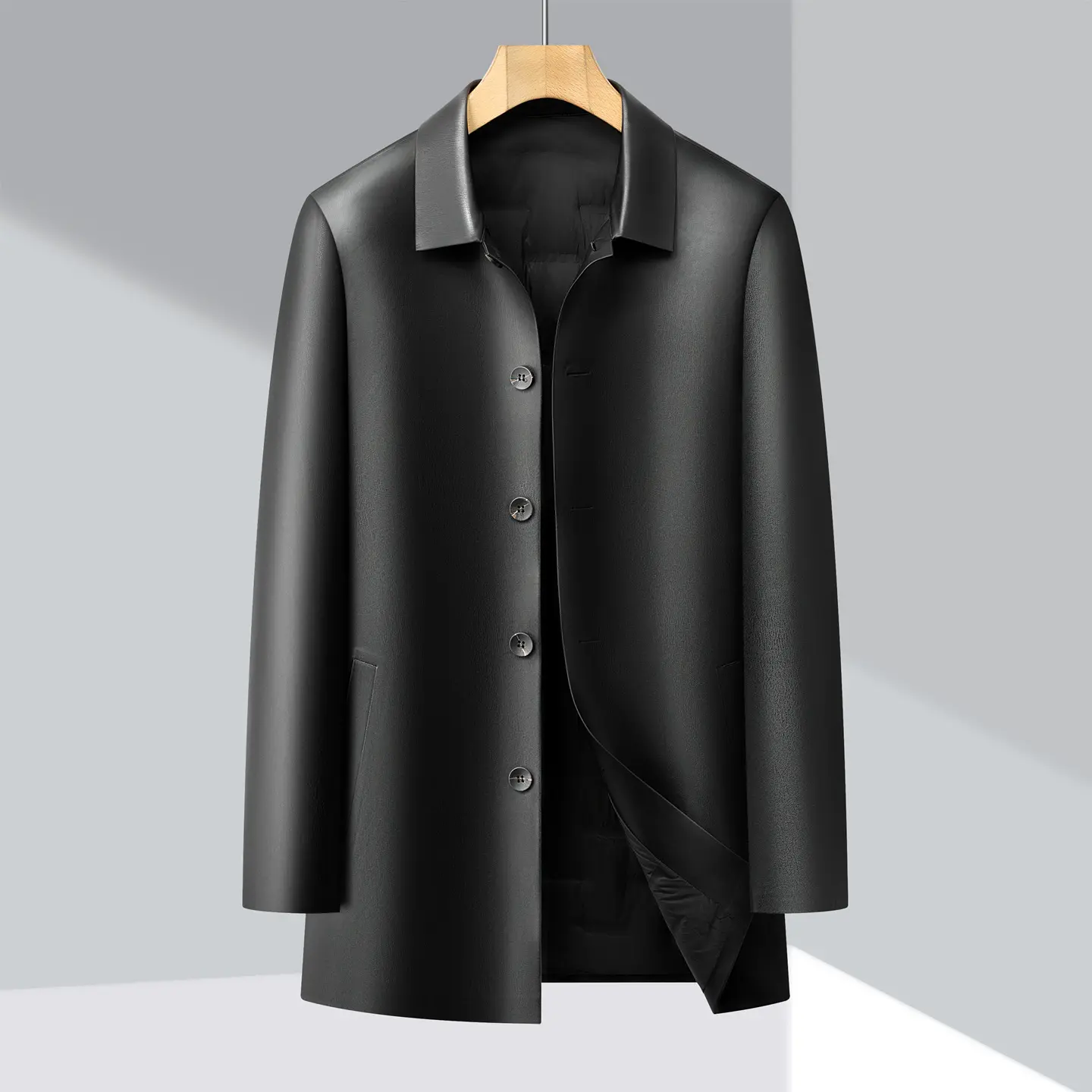 Leather Jacket Down With Detachable Liner Trench