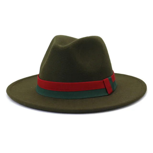 Big Brim British Style Woolen Jazz Top Hat Army Green - Shop at LoveMi