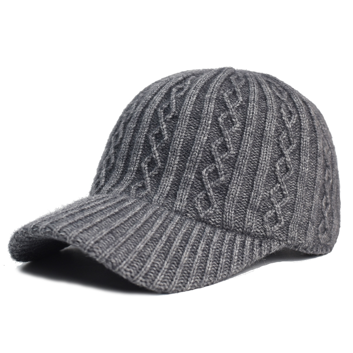 Knitting Wool Baseball Cap Korean Warm Solid Color Light Plate Peaked Cap — foto 22