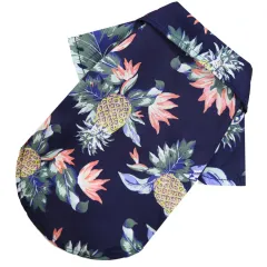 Small And Medium Dogs Beach Pineapple Shirt Hawaiian Pet Dog Cat Golden Retriever Spring And Summer Four Seasons Clothes - Pineapple Shirt Navy Blue - View 1