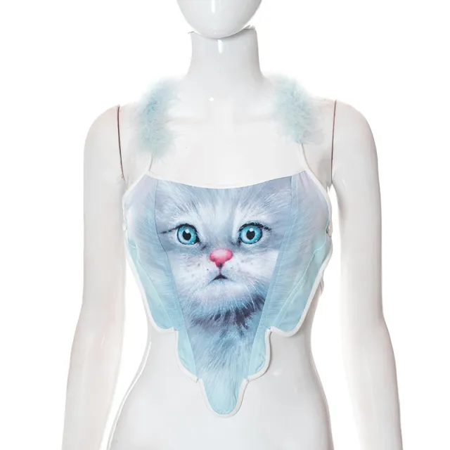 Women's Fashion Lace up Halter Top Vest Blue - Shop at LoveMi