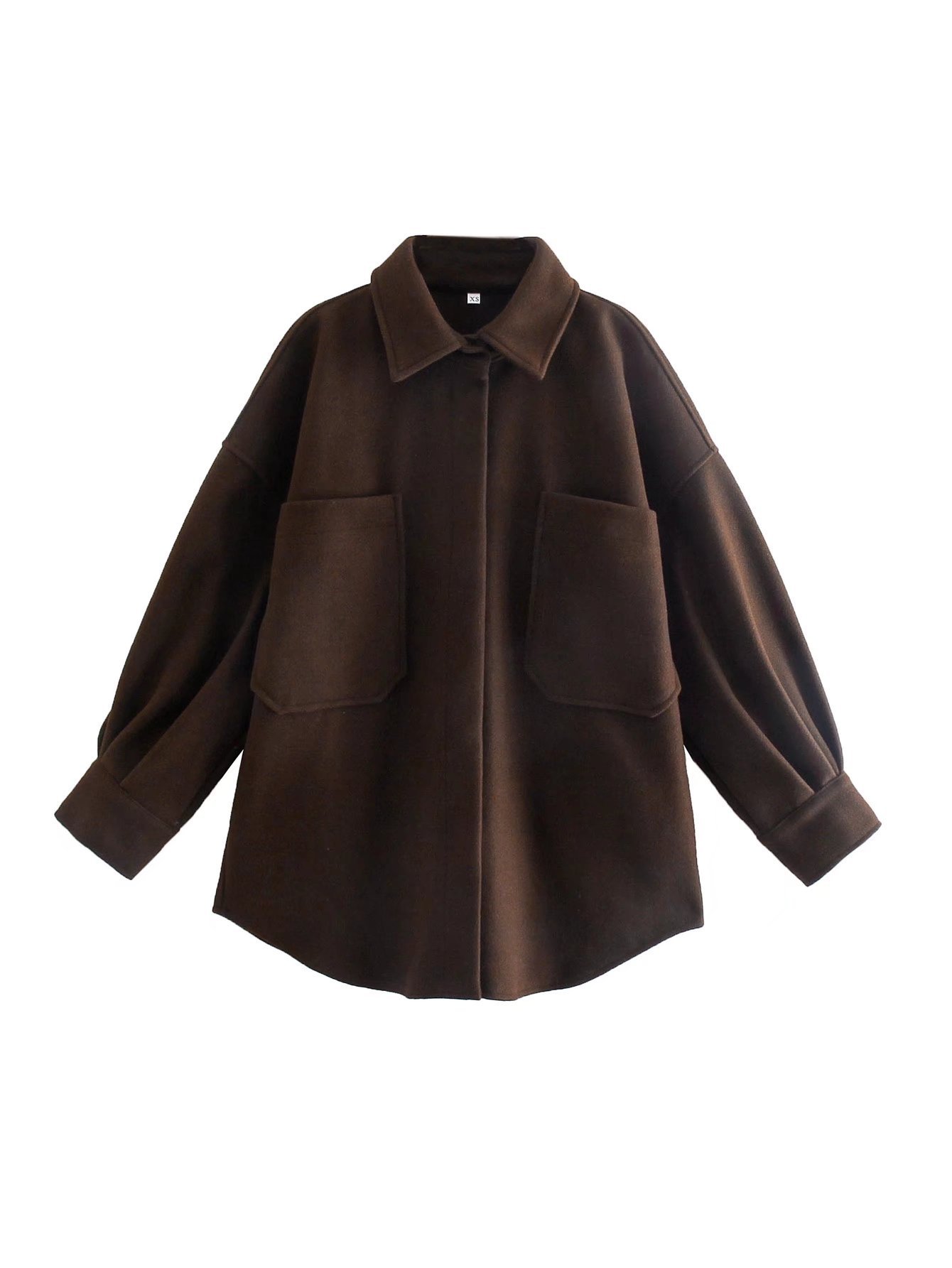 Vintage Woolen Shirt Top Spring Winter New Loose Profile Shirt Coat Brown - Shop at LoveMi