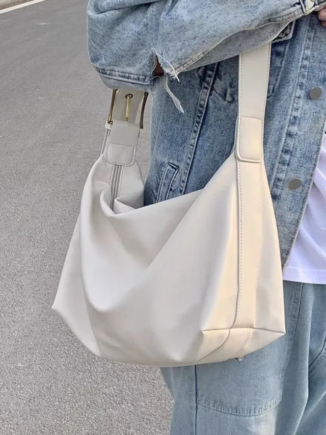 Large Capacity Shoulder Bag Female College Style White - Shop at LoveMi