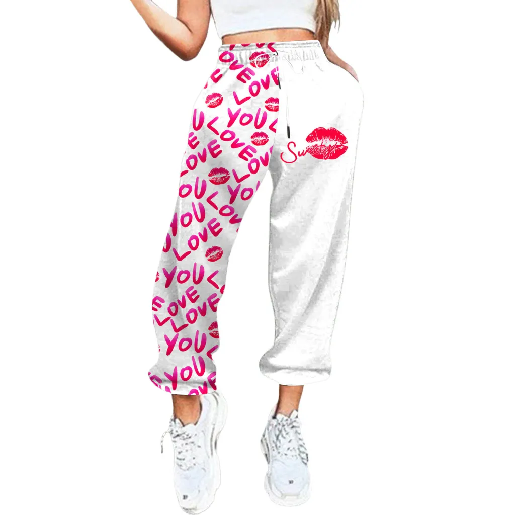 Women's 3D Digital Printing Ankle Banded Pants Casual Sports Trousers - Ck19 Pl45