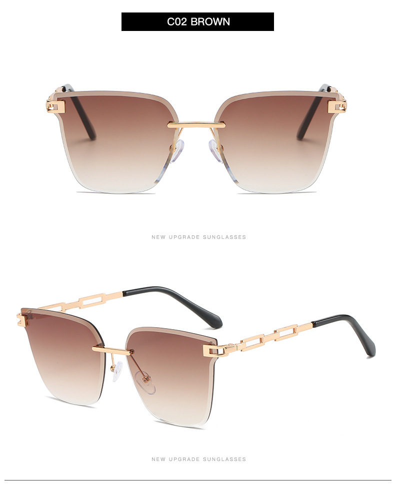 Frameless Trimming Sunglasses Metal Hollow Gradient Color Sunglasses - Image 2