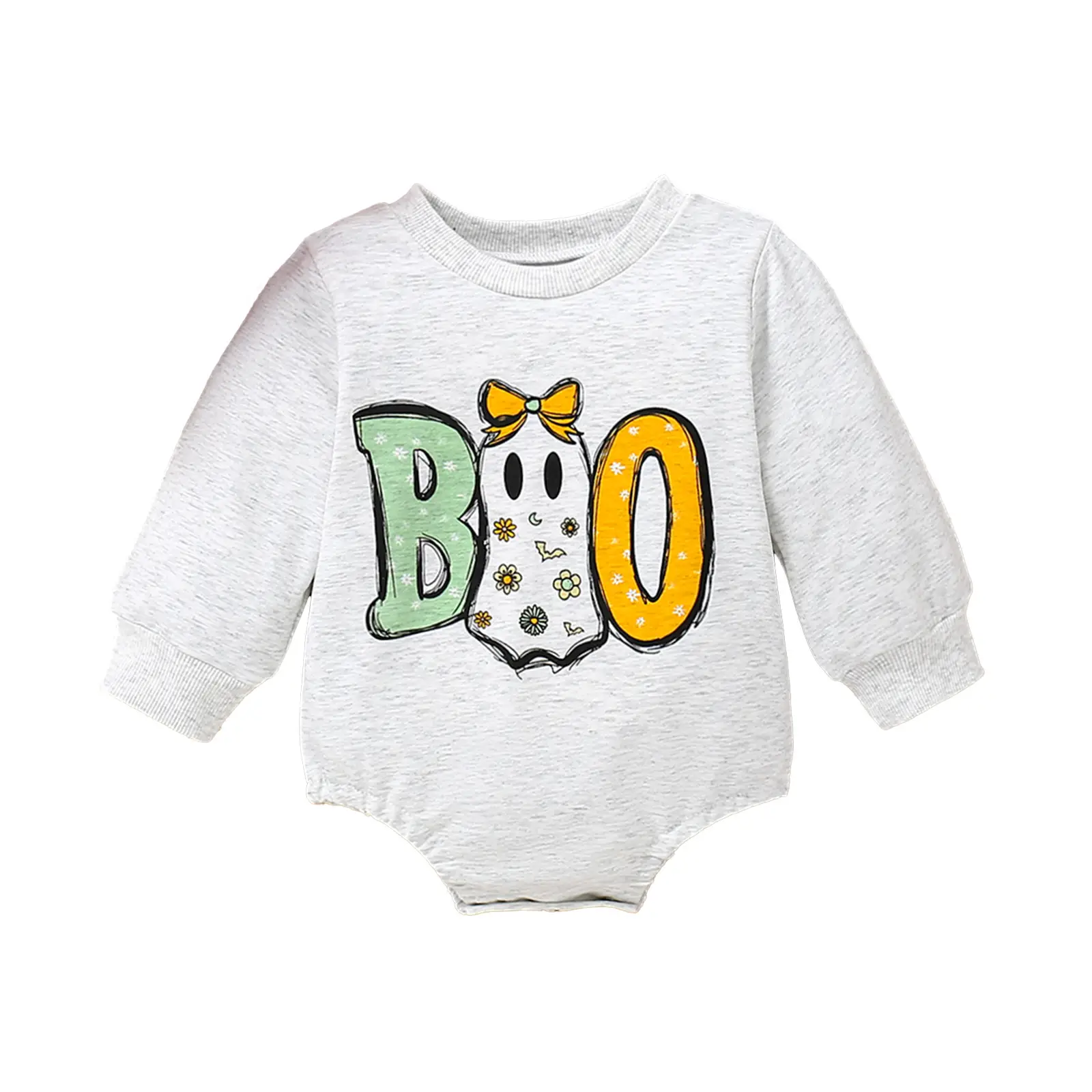 Autumn And Winter Halloween Pumpkin Cartoon Letter Print Long-sleeve Jumpsuit Romper Sweater