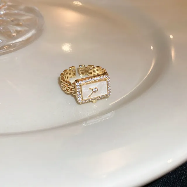 Niche High end Minimalist Zircon Geometric Open Ring Gold - Shop at LoveMi