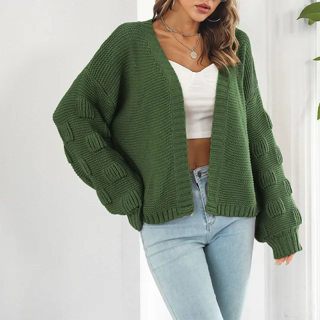Women's Knitted Cardigan Casual Retro Green - Shop at LoveMi