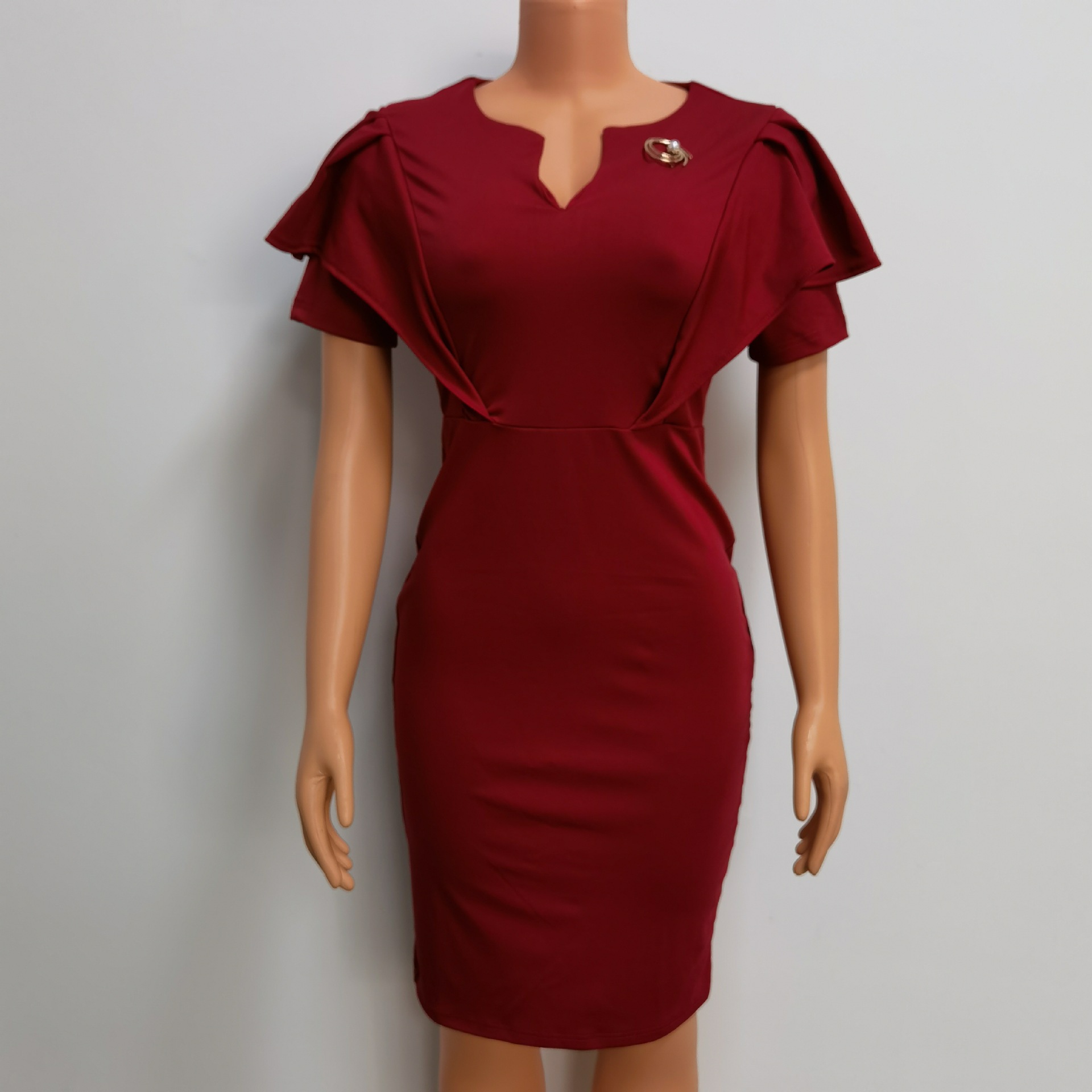 Women's Solid Color Temperament Commute Sheath Dress Red - Shop at LoveMi