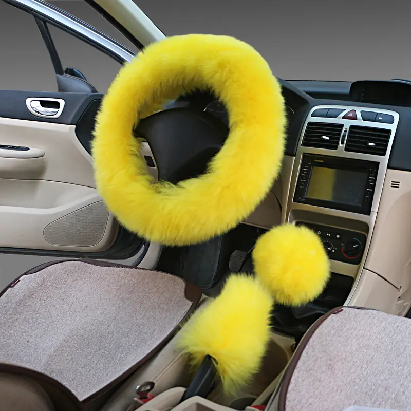 Wool Steering Wheel Cover Long Handle