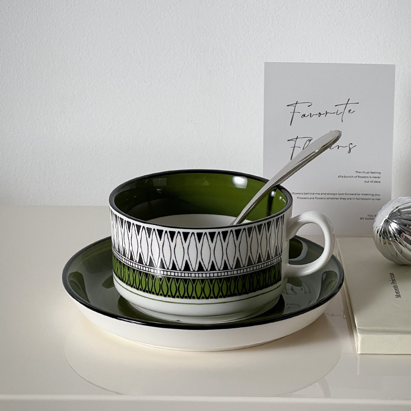 Green Plaid Cup And Saucer