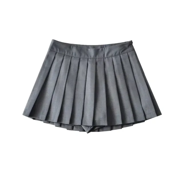 Girl's Pleated Skirt Women's Summer Short Skirt Korean Style High Waist Suit Draping Anti exposure A Line Skirt Dark Gray - Shop at LoveMi