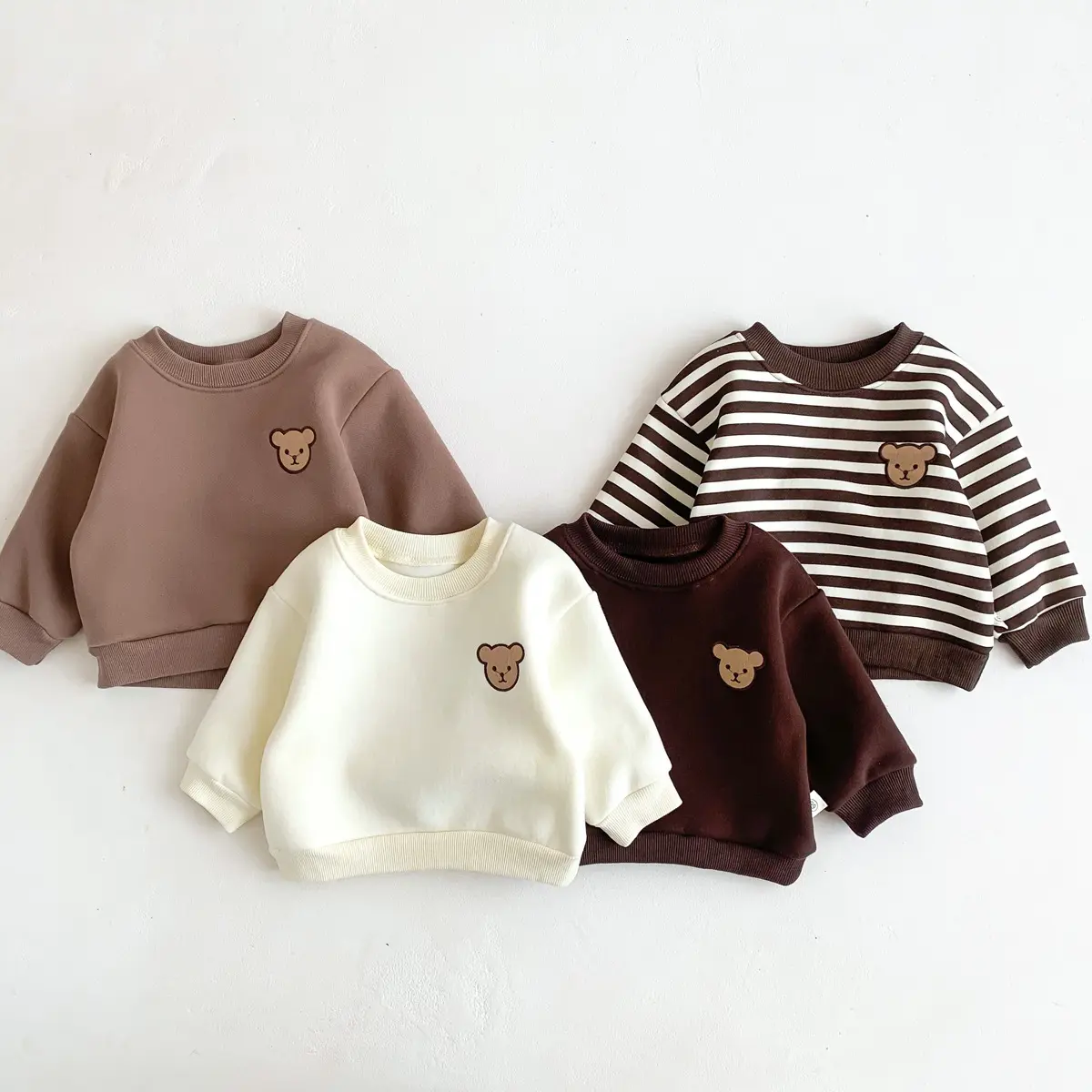 Baby Velvet Sweatshirt Pullover Round Neck Warm