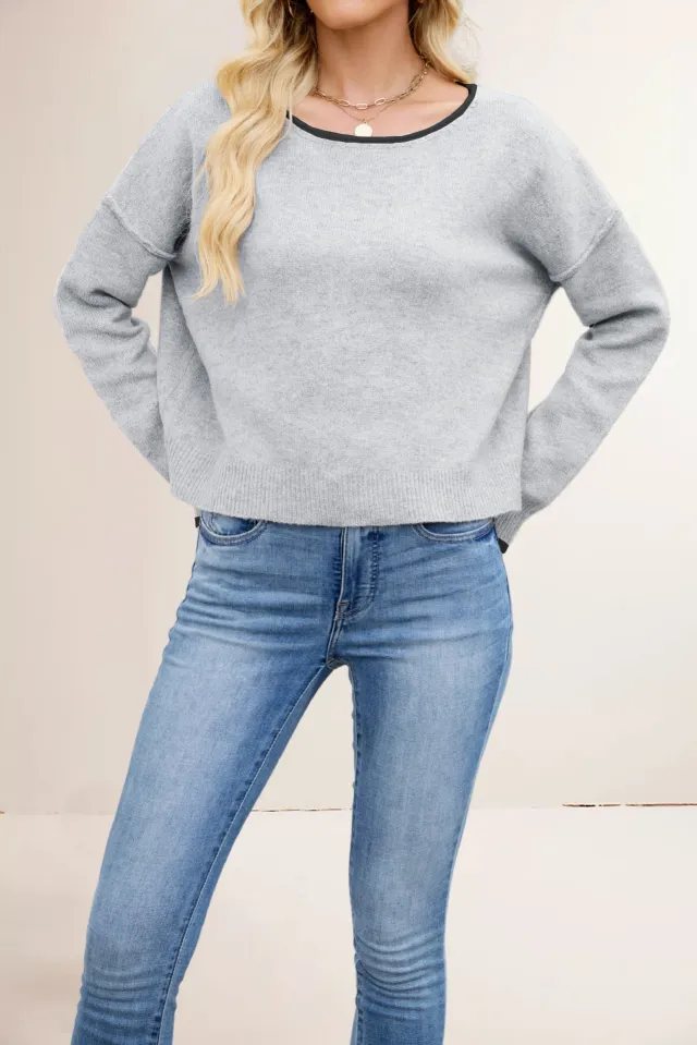 Round Neck Multicolor Knitwear Loose Sweater Multicolor - Shop at LoveMi