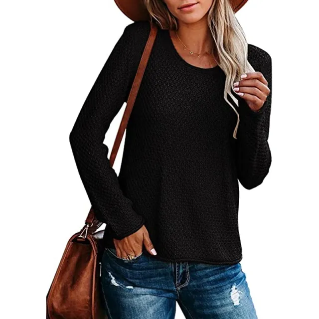 Loose Solid Color Knitted Bottoming Shirt For Women Black - Shop at LoveMi