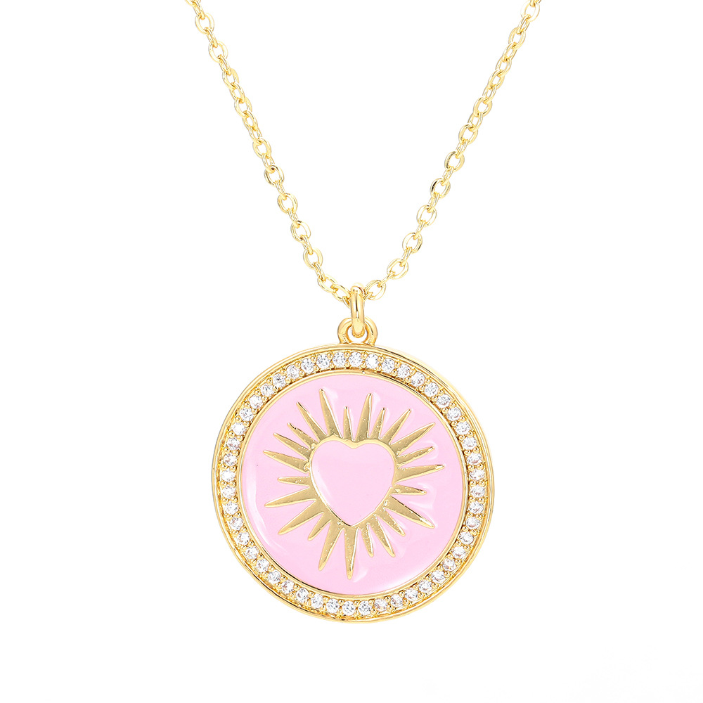 Round Colorful Oil Necklace Pendant Necklace