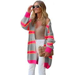 Striped Cardigan Sweater European And American Leisure Loose Knitted Coat - Lc2711054 P3011 - View 1