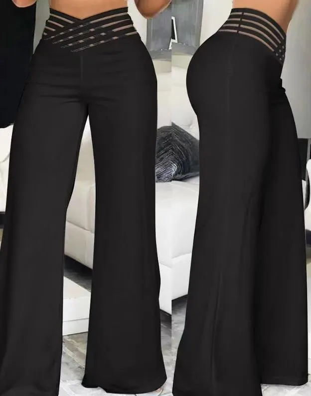 Hollow out Belt Trousers Micro flared Black - Shop at LoveMi