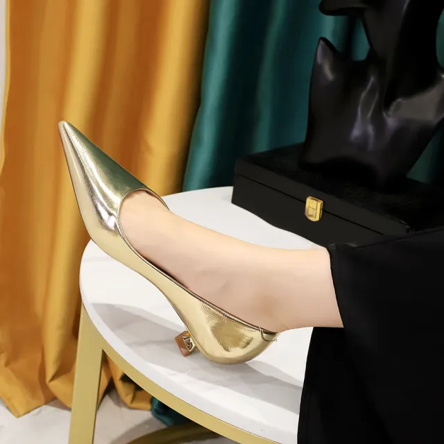 Retro Fashion Minimalism Low Heel Low cut Women's Shoes Gold - Shop at LoveMi