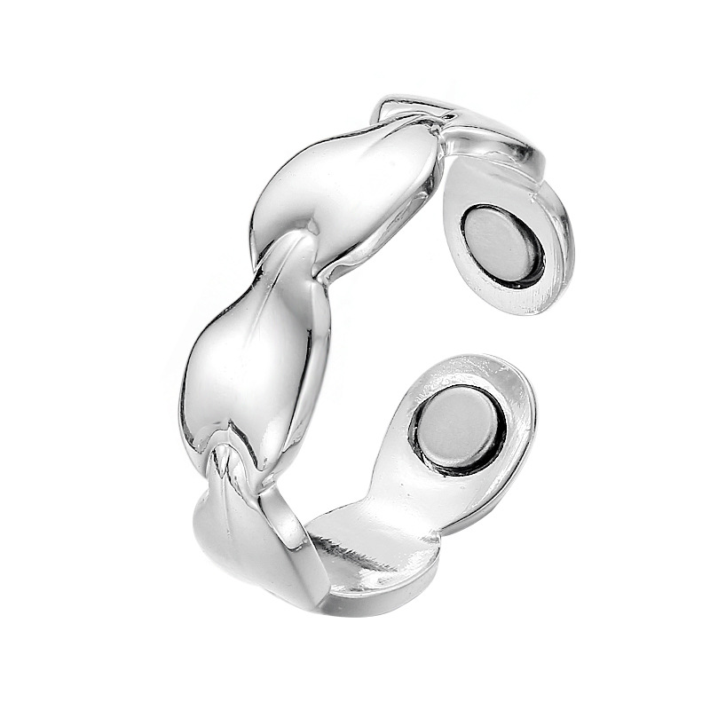 Fashion Simple Pure Copper Ring Leaves Titanium Magnetic