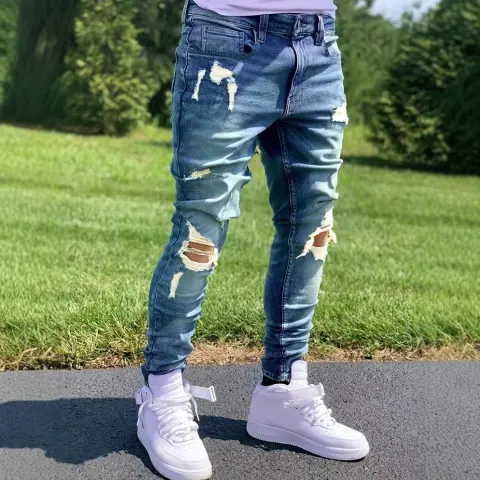 Men's Ripped Fashion Personality Street Trend Style Jeans
