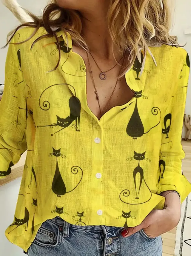 3D Digital Printing Elegant Long Sleeve Blouse 01Style 2Xl - Shop at LoveMi