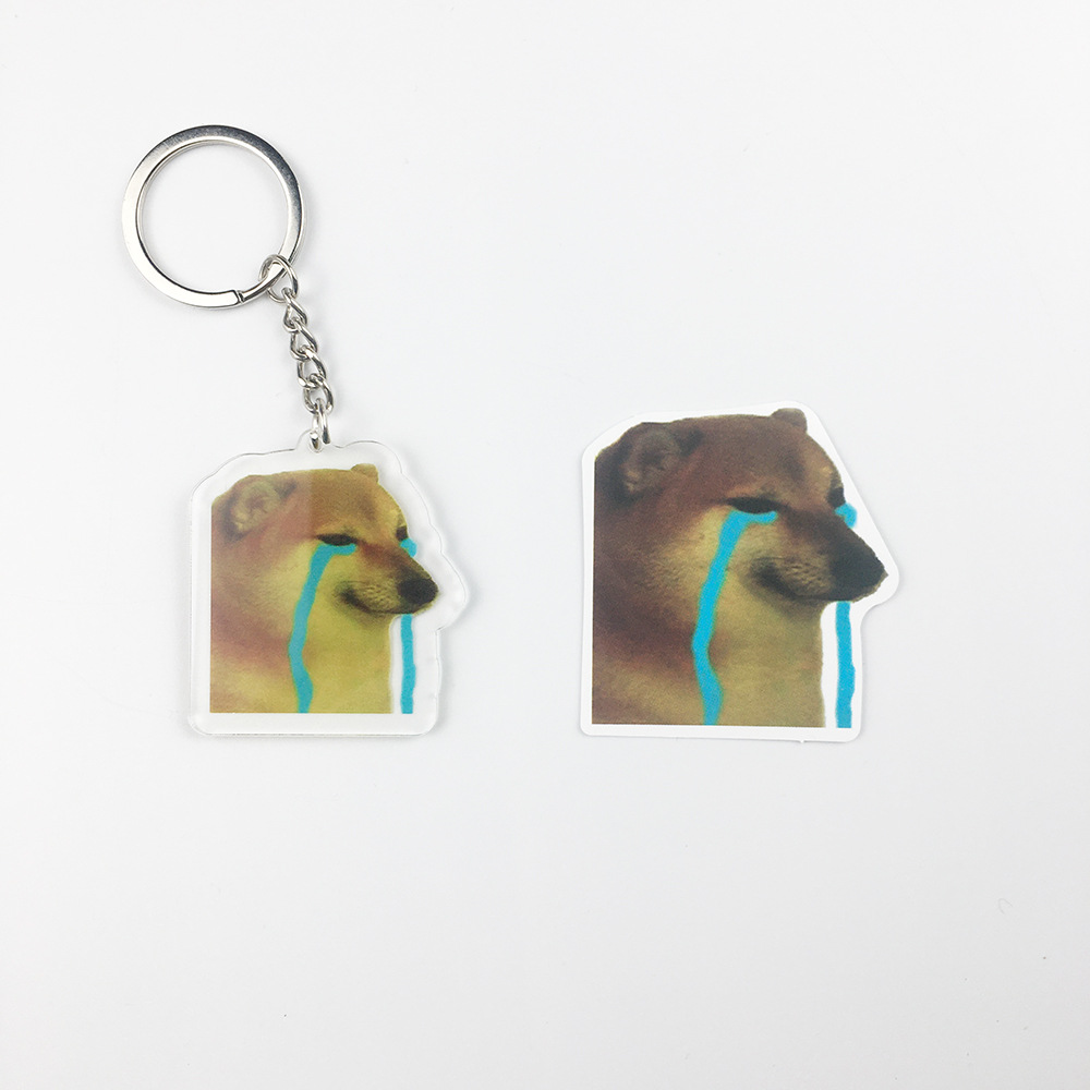 Title 6, Cartoon Cute Dog Crying Acrylic Transparent Key...