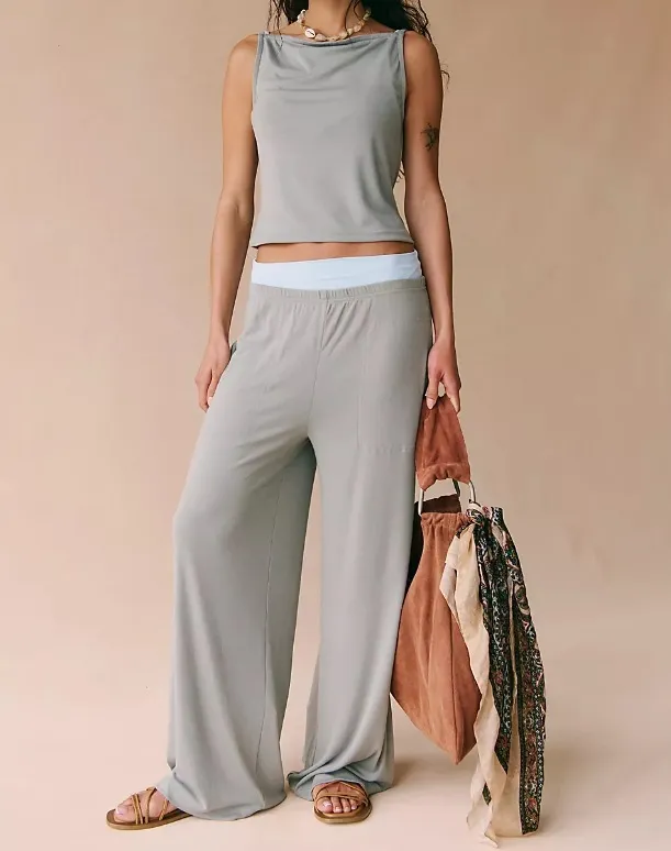 Comfortable Sling Loose Drooping Wide Leg Pants Suit Gray - Shop at LoveMi