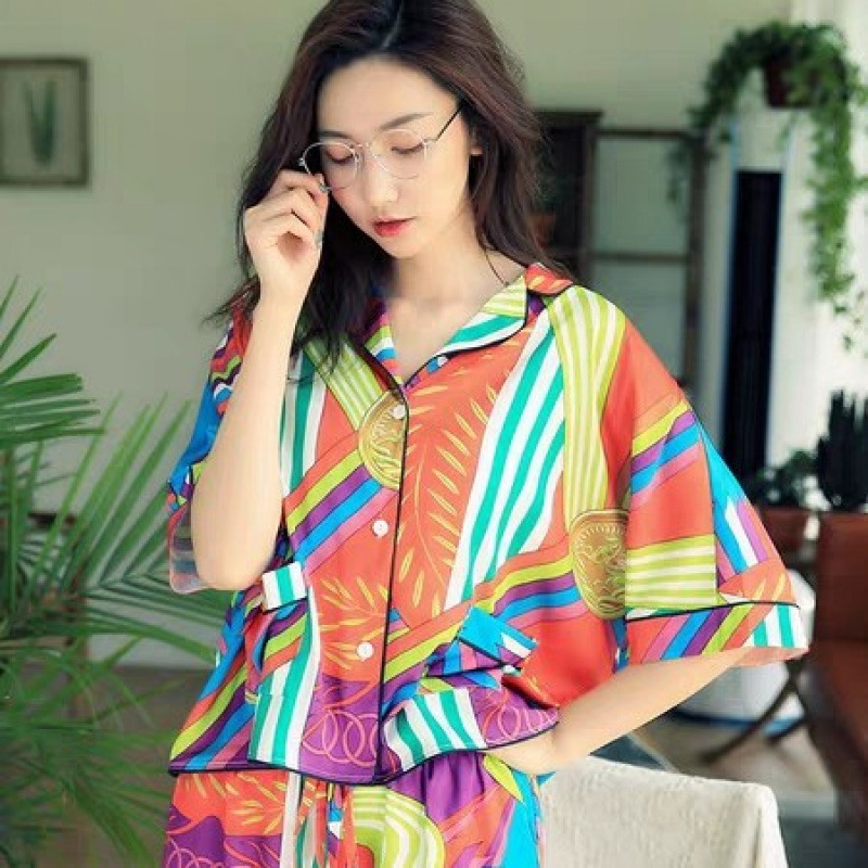 Summer Pajamas Long-sleeve Spring Autumn Thin Silk