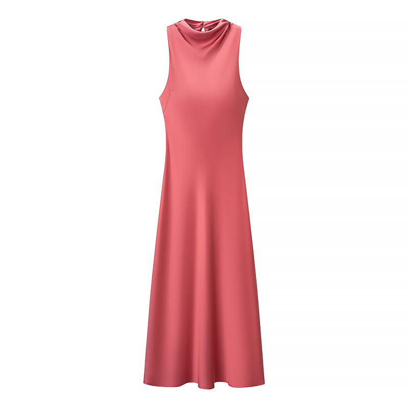 Silk Satin Texture Midi Skirt Sleeveless Dress