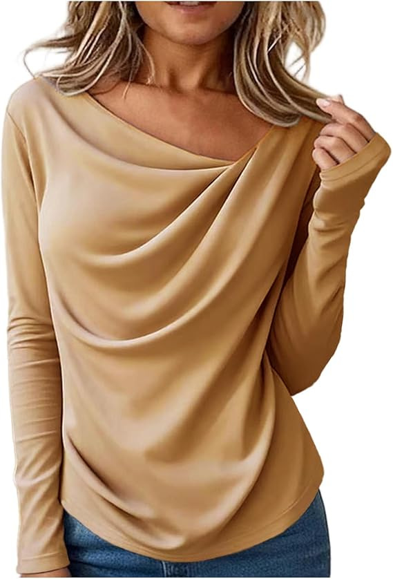 Solid-color Long-sleeve Womens Top