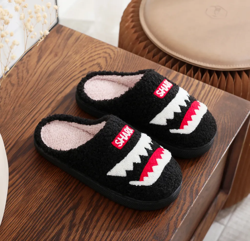 Cotton Slippers Women's Home Winter Animal Embroidery Warm - Shark-44To45