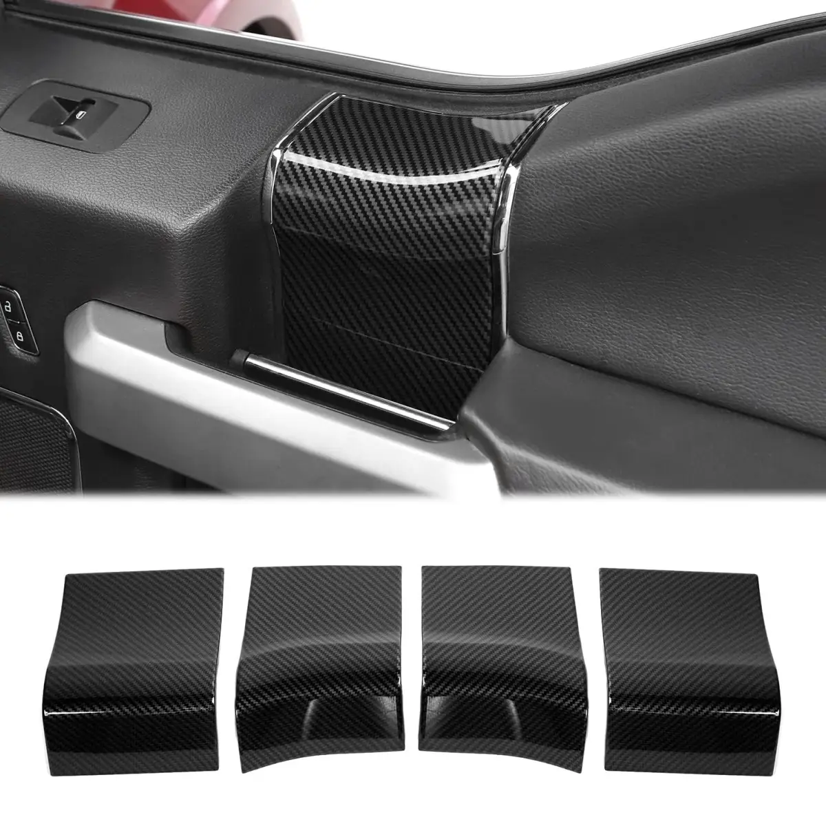 Car Interior Door Handle Panel Trim ABS Cover Accessory Carbon Fiber