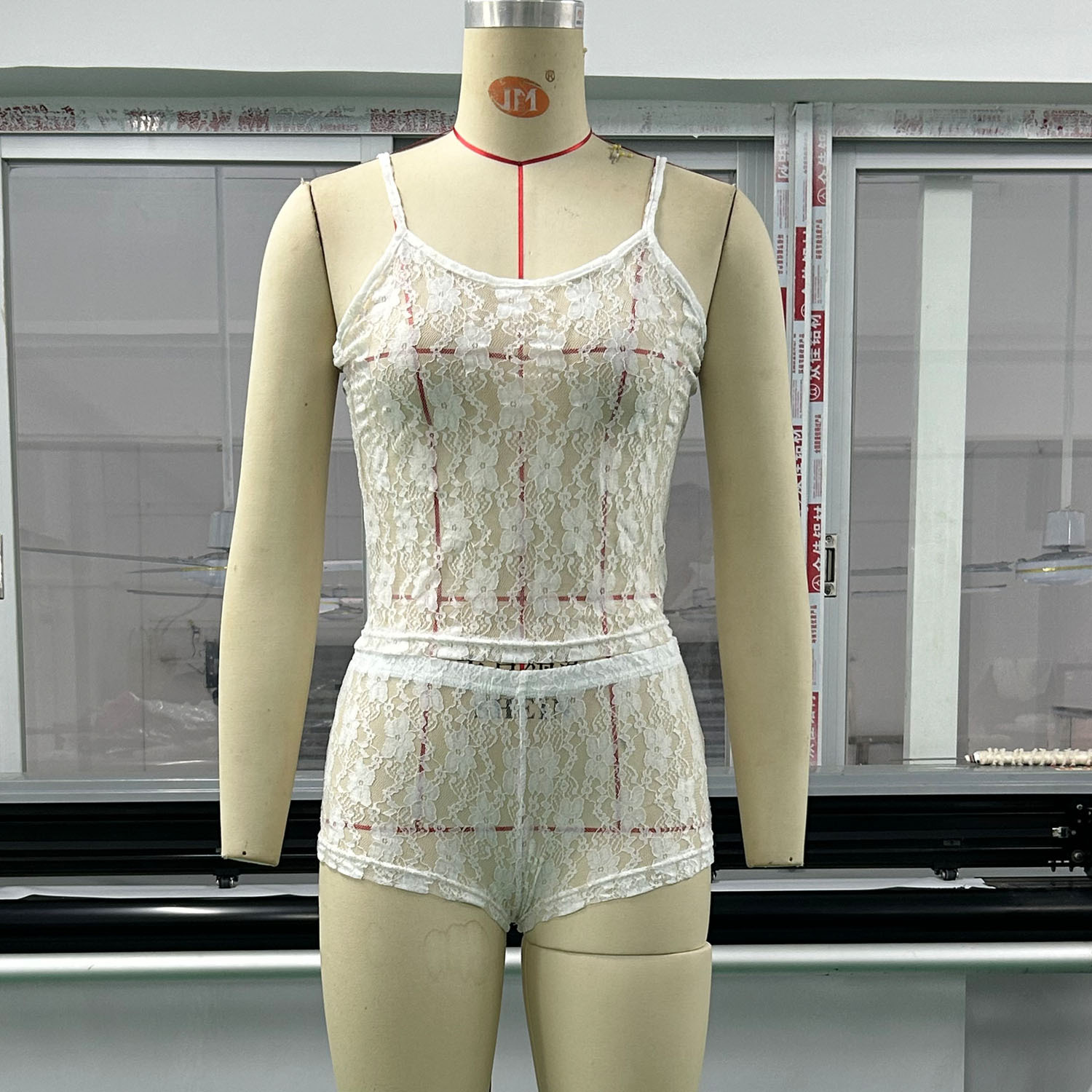 Lace Sexy Lingerie Suit Sexy Mesh Camisole Sheer Cutout Short Skirt Two-piece Set