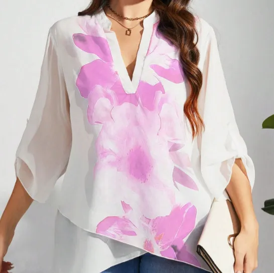 Women's Clothing Loose Shirt Elegant Fashion Design Pink - Shop at LoveMi