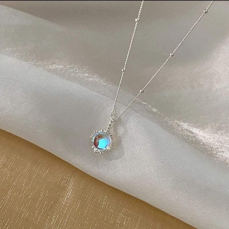 Gradient Moonstone Necklace Female Ins925 Silver Light Luxury Minority Design