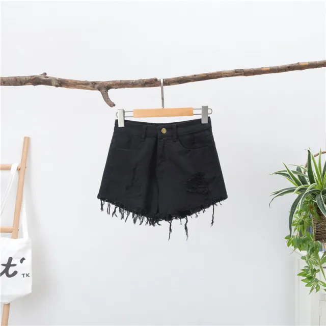 Women's Fashion Loose High Waist Wide leg Denim Shorts Black - Shop at LoveMi