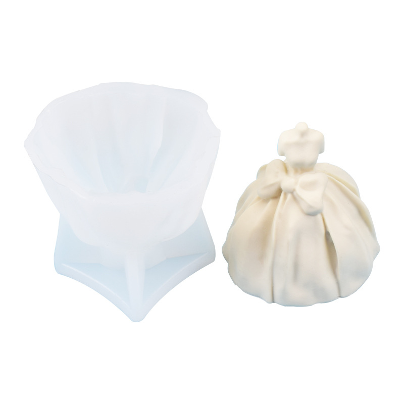 Title 4, Stampo in silicone Bow Dress per candele in ges...