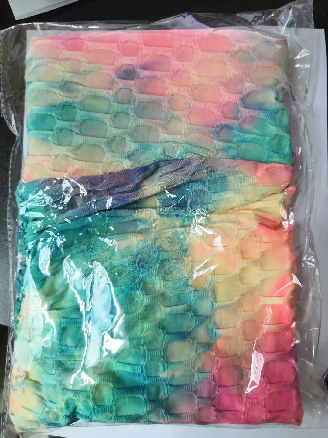 Ink Jacquard Tie dyed Bubble Polyester Yoga Pants Slim Fit Green - Shop at LoveMi