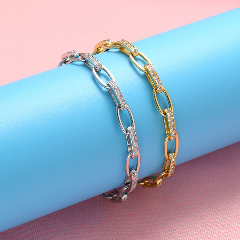 Womens Fashion Micro-Pave Zirconia Chain Bracelet