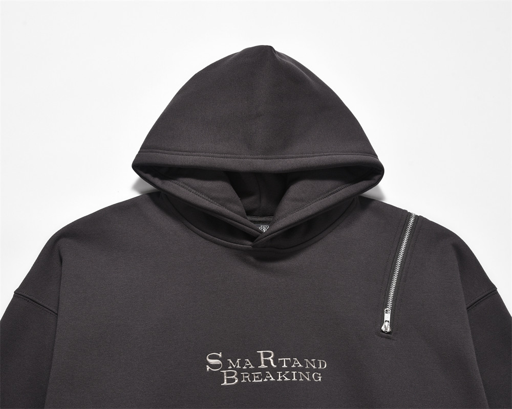 Men's Design Zipper Niche Metal Letter Hoodie