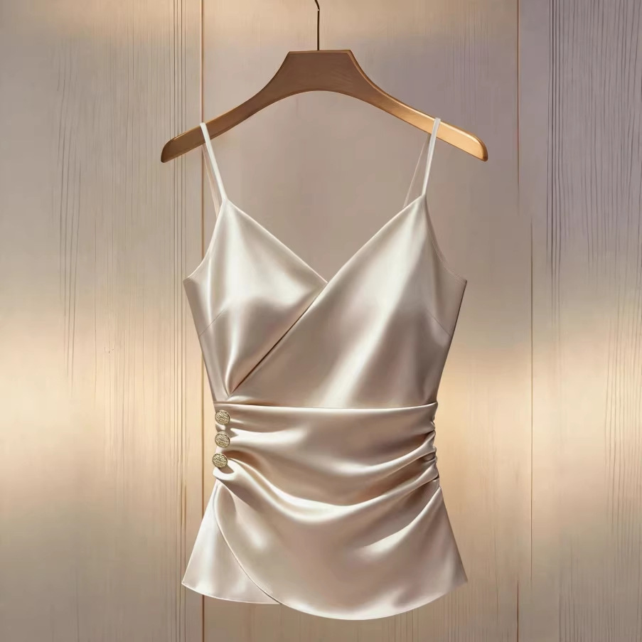 Solid-color New Style Strap Short Top