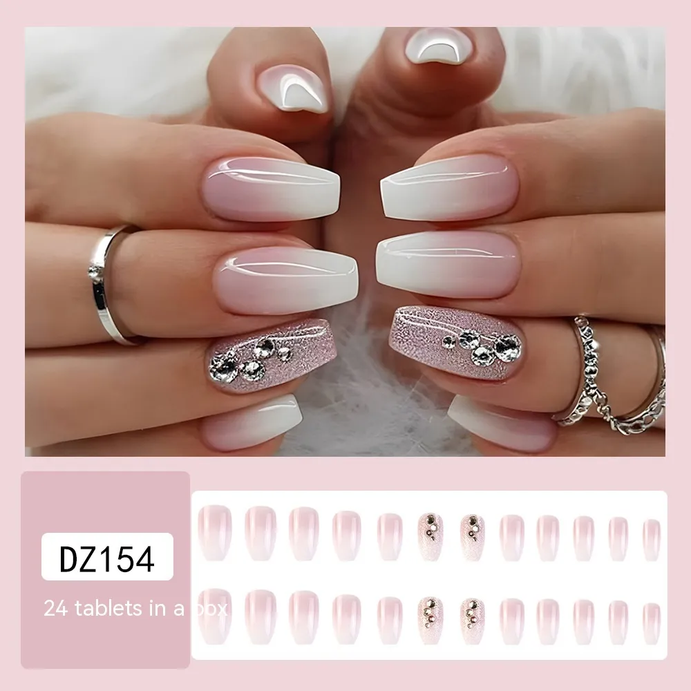 Autumn And Winter Lotus Root Starch Nail Tips Rhinestone Long - Dz154 Lotus Root Powder