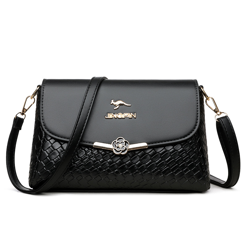 Sac épaule cuir souple — Texture tissée, 24×9×15 cm
