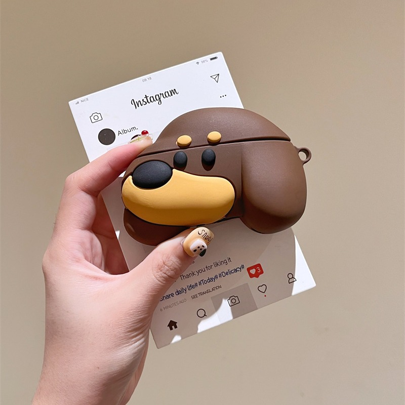 Fashion Brown Puppy Silicone Earphone Case